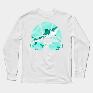 Creative Swimming Cap of a Shark in the Ocean Gift Long Sleeve T-Shirt